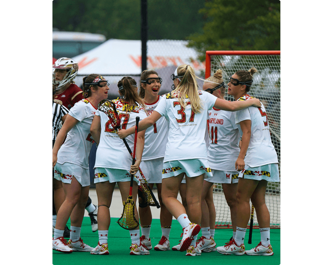 University of Maryland women's lacrosse squad celebrates.